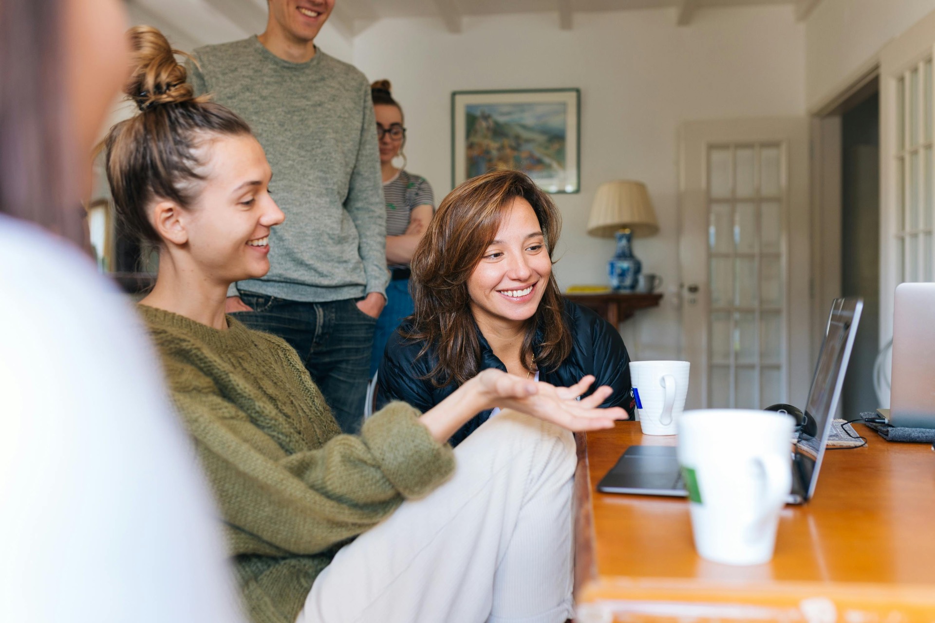People discussing home sale